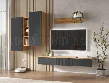 Стенка Флэш комп.2 крафт/графит (Миф) в Нягани - nyagan.mebel-e96.ru