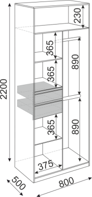 Шкаф 800 мм 2-х створчатый Глэдис (модуль 22) (Риннер) в Нягани - nyagan.mebel-e96.ru