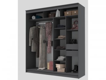 Шкаф-купе 2000 мм Гранд-1 ЛДСП/Зеркало, графит (Эра) в Нягани - nyagan.mebel-e96.ru