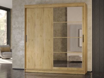 Шкаф-купе 2000 мм Гранд-1 ЛДСП/Зеркало, дуб вотан (Эра) в Нягани - nyagan.mebel-e96.ru