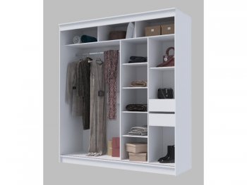 Шкаф-купе 2000 мм Гранд-1 ЛДСП/Зеркало, Белый (Эра) в Нягани - nyagan.mebel-e96.ru