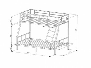 Кровать двухъярусная Гранада-1ПЯЯ 140 в Нягани - nyagan.mebel-e96.ru