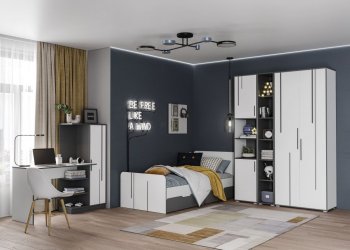 Шкаф 1 дв. Грей (УНИ) (МЛК) в Нягани - nyagan.mebel-e96.ru
