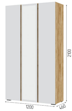 Шкаф 1200 мм с зеркалом Хелен ШК 02 крафт (СтендМ) в Нягани - nyagan.mebel-e96.ru