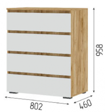 Комод Хелен КМ 02 802 4 ящика крафт (СтендМ) в Нягани - nyagan.mebel-e96.ru