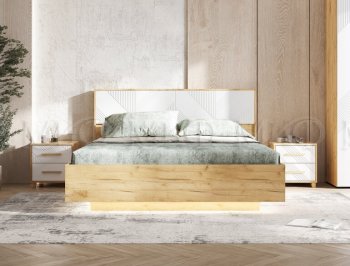 Кровать парящая Ирис крафт/белый с подсветкой (Миф) в Нягани - nyagan.mebel-e96.ru