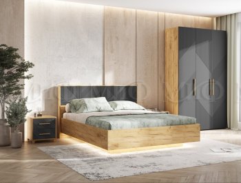 Кровать парящая Ирис крафт/графит(Миф) в Нягани - nyagan.mebel-e96.ru
