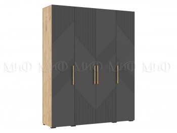 Шкаф 1800 мм Ирис с антресолью крафт/графит (Миф) в Нягани - nyagan.mebel-e96.ru