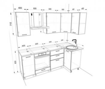 Угловой кухонный гарнитур Изумруд 2200*1000 мм в Нягани - nyagan.mebel-e96.ru