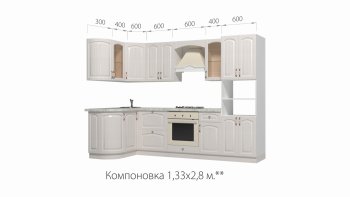 Кухонный гарнитур Кантри 1330*2800 мм в Нягани - nyagan.mebel-e96.ru