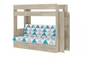 Кровать 2-х ярусная с диваном Карамель 75 сонома (NILS MINT) в Нягани - nyagan.mebel-e96.ru