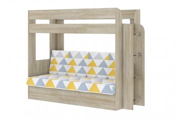 Кровать 2-х ярусная с диваном Карамель 75 сонома (Otto Yellow) в Нягани - nyagan.mebel-e96.ru