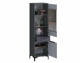 Пенал 550 мм со стеклом Кимберли графит (Handis) в Нягани - nyagan.mebel-e96.ru