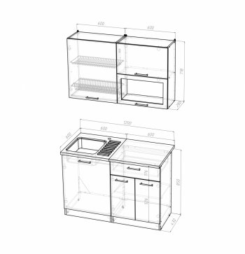 Кухонный гарнитур Кира лайт 1200 мм (Герда) в Нягани - nyagan.mebel-e96.ru