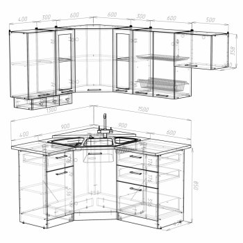 Кухонный гарнитур Кира литл 1300х2000 мм (Герда) в Нягани - nyagan.mebel-e96.ru