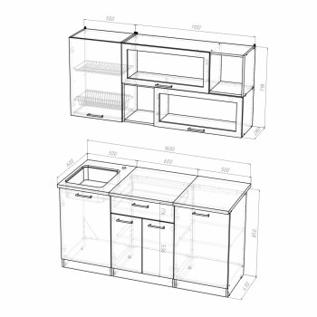 Кухонный гарнитур Кира стандарт 1600 мм (Герда) в Нягани - nyagan.mebel-e96.ru