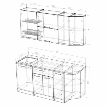 Кухонный гарнитур Кира демо 1700 мм (Герда) в Нягани - nyagan.mebel-e96.ru