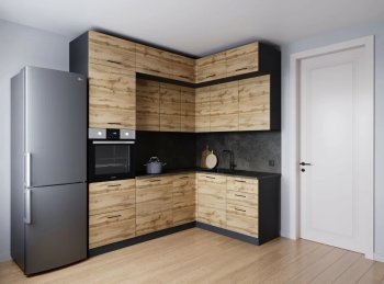 Кухонный гарнитур угловой Крафт 2200*1700 мм (Санвут) в Нягани - nyagan.mebel-e96.ru