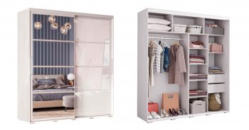 Шкаф-купе Крафт-6 белый гладкий 2000 мм (БТС) в Нягани - nyagan.mebel-e96.ru