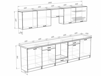 Кухонный гарнитур 3000 мм Кремона (Росток) в Нягани - nyagan.mebel-e96.ru