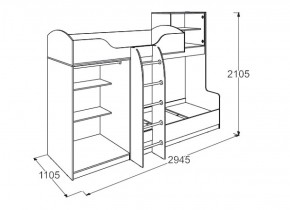 Кровать 2-х ярусная №2 Омега 18 (800*2000) в Нягани - nyagan.mebel-e96.ru