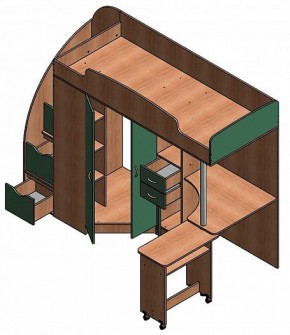 Кровать-чердак Теремок-1 Гранд  Дуб молочный/Голубой в Нягани - nyagan.mebel-e96.ru