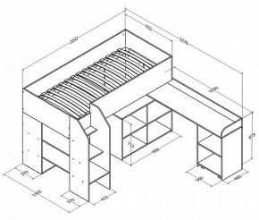 Кровать-чердак Теремок-2 Дуб молочный/Венге в Нягани - nyagan.mebel-e96.ru