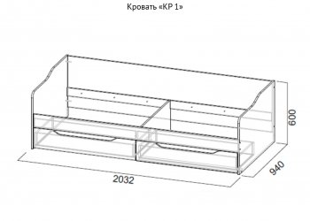 Кровать КР-1 Дуб сонома (СВ) в Нягани - nyagan.mebel-e96.ru