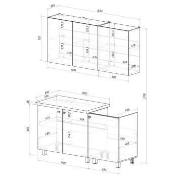 Кухонный гарнитур Куба 1600 мм (БТС) в Нягани - nyagan.mebel-e96.ru