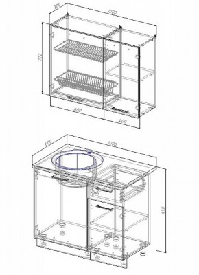 Кухонный гарнитур Антрацит 1000 в Нягани - nyagan.mebel-e96.ru