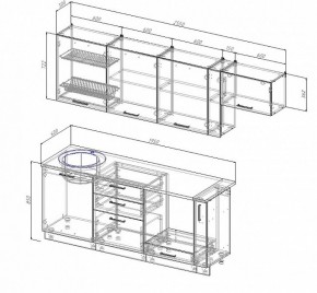 Кухонный гарнитур Антрацит 2550 в Нягани - nyagan.mebel-e96.ru