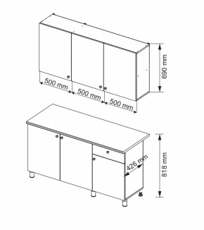 Кухонный гарнитур POINT 1500 мм (Гор) в Нягани - nyagan.mebel-e96.ru