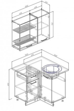 Кухонный гарнитур угловой Прима 1000*1000 в Нягани - nyagan.mebel-e96.ru