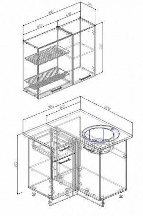 Кухонный гарнитур угловой Сатин 1000*1000 в Нягани - nyagan.mebel-e96.ru