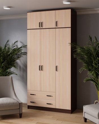 Шкаф Лагуна с антресолью венге/дуб (Текс) в Нягани - nyagan.mebel-e96.ru