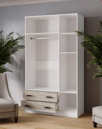 Шкаф Лагуна с антресолью с зеркалом дуб юкон (Текс) в Нягани - nyagan.mebel-e96.ru