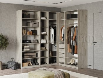 Гардеробная/шкаф 2200*1706 мм Ларго №3 дуб крафт серый/кашемир (Миф) в Нягани - nyagan.mebel-e96.ru