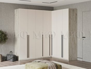 Гардеробная/шкаф 2200*1706 мм Ларго №3 дуб крафт серый/кашемир (Миф) в Нягани - nyagan.mebel-e96.ru