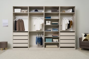 Гардеробная/шкаф 3200 мм Ларго №2 открытая Кашемир (Миф) в Нягани - nyagan.mebel-e96.ru
