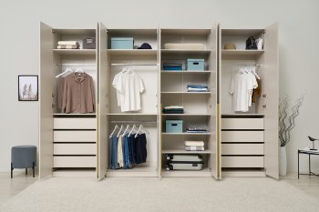 Гардеробная/шкаф 3200 мм Ларго №2 Кашемир (Миф) в Нягани - nyagan.mebel-e96.ru