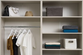 Гардеробная/шкаф 4000 мм Ларго №1 открытая Кашемир (Миф) в Нягани - nyagan.mebel-e96.ru