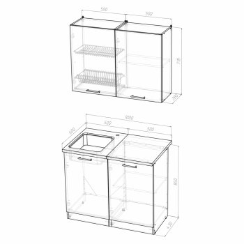 Кухонный гарнитур Лариса мини 1 1000 мм (Герда) в Нягани - nyagan.mebel-e96.ru