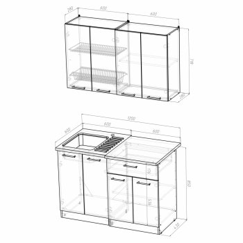 Кухонный гарнитур Лариса лайт 1 1200 мм (Герда) в Нягани - nyagan.mebel-e96.ru