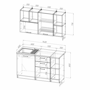 Кухонный гарнитур Лариса медиум 3 1400 мм (Герда) в Нягани - nyagan.mebel-e96.ru