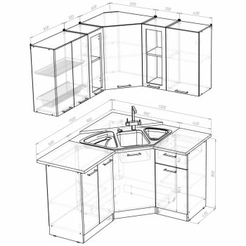 Кухонный гарнитур Лариса оптима 2 1500х1300 мм (Герда) в Нягани - nyagan.mebel-e96.ru