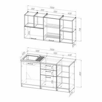 Кухонный гарнитур Лариса нормал 3 1500 мм (Герда) в Нягани - nyagan.mebel-e96.ru