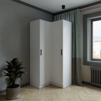 Шкаф угловой Ларс (угол прямой), Белый (Микон) в Нягани - nyagan.mebel-e96.ru