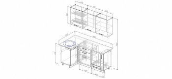 Угловой кухонный гарнитур Латте 1800х1000 мм в Нягани - nyagan.mebel-e96.ru