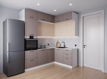 Кухонный гарнитур угловой Латте 2200*1700 мм (Санвут) в Нягани - nyagan.mebel-e96.ru