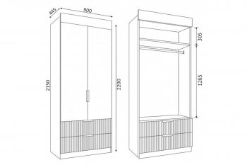 Шкаф Лавис ШД 900.1, белый софт (ДСВ) в Нягани - nyagan.mebel-e96.ru